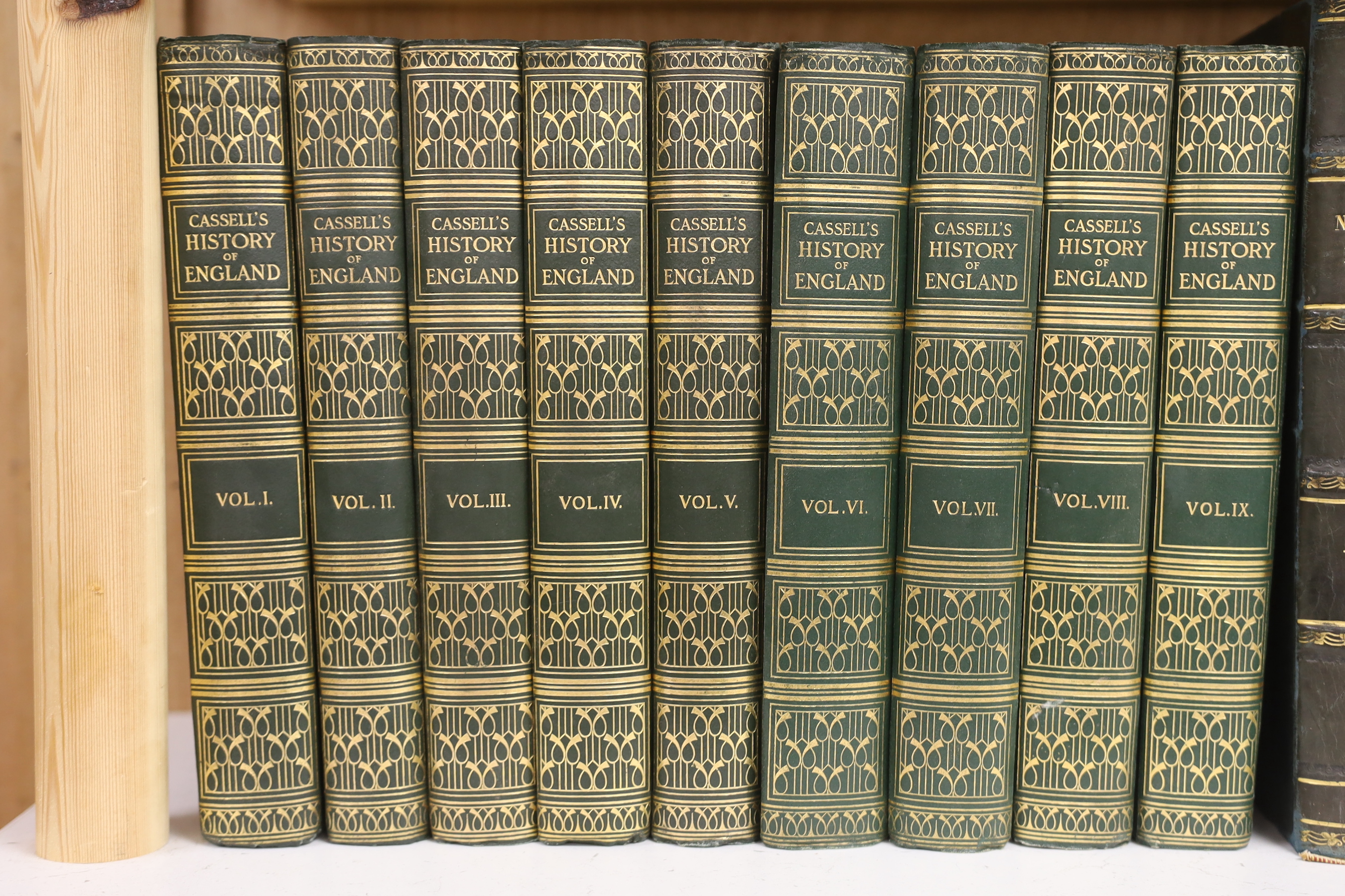 Cassell - Cassell’s History of England, special edition, 9 vols, 4to, half green calf, Cassell and Company, London, etc., nd